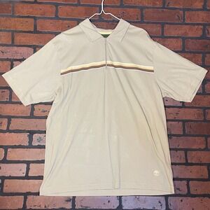 Timberland Men's‎ XL 90s Vintage Khaki Tan Striped Single Stich Polo